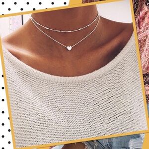 2 layer heart choker necklace